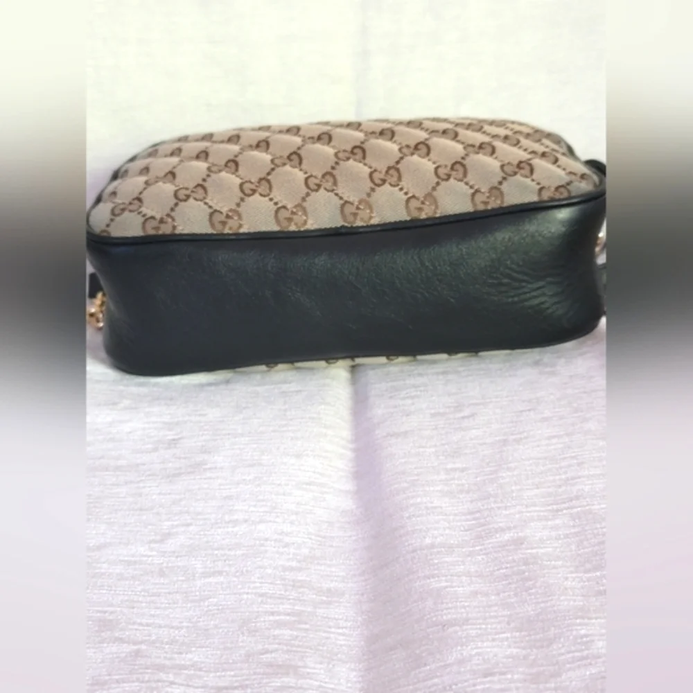 Auth💞Gucci Marmont Beige and Black Crossbody Bag - Picture 3 of 8